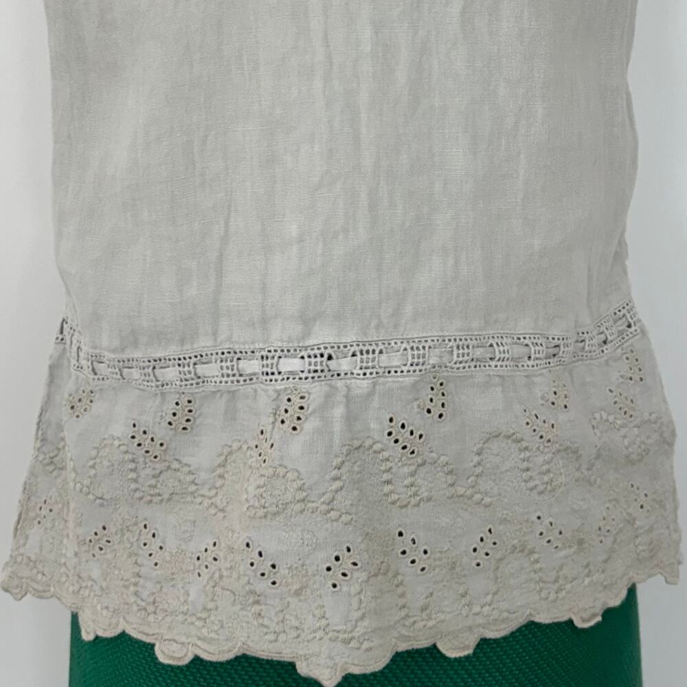 120% Lino Linen Embroidered Button-Down Tank Top Gray 42 (US 6) - Picture 8 of 11